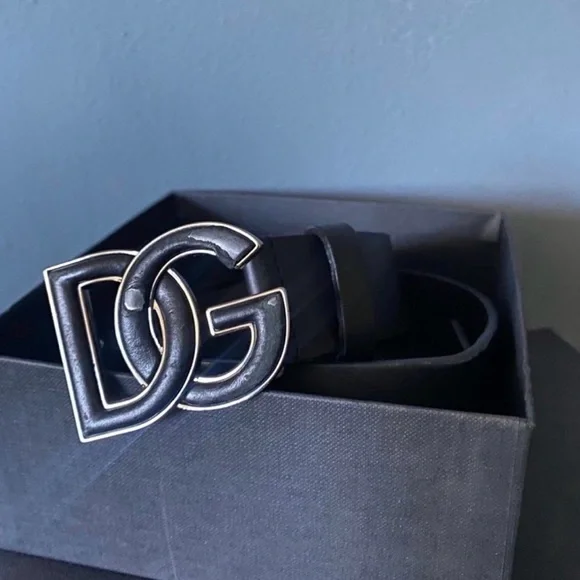 DOLCE&GABBANA Lux leather belt with DG logo sz 85 - Picture 4 of 10